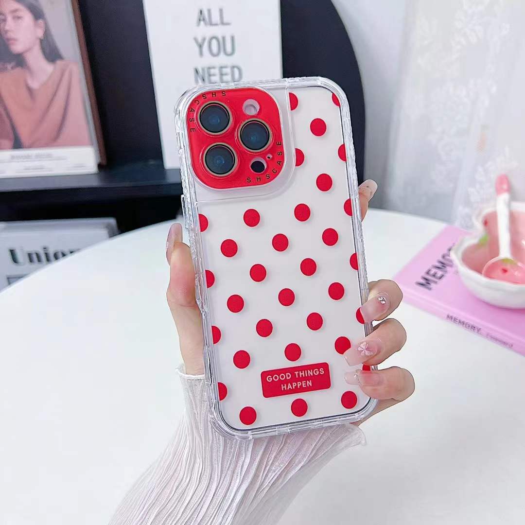 For iPhone 16ProMax 16 15 14 13 Phone Case, Colorful 3 in 1 Transparent Luxury Wave Point Acrylic Anti Fall, With Camera Protector Shockproof Clear Hard Full Cover