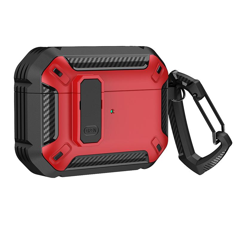 Switch Lock Earphone Case For Airpods Pro Luxury Carbon Fiber Armor Bluetooth Earphone Charging Box Cover For Airpods 2 3 2021