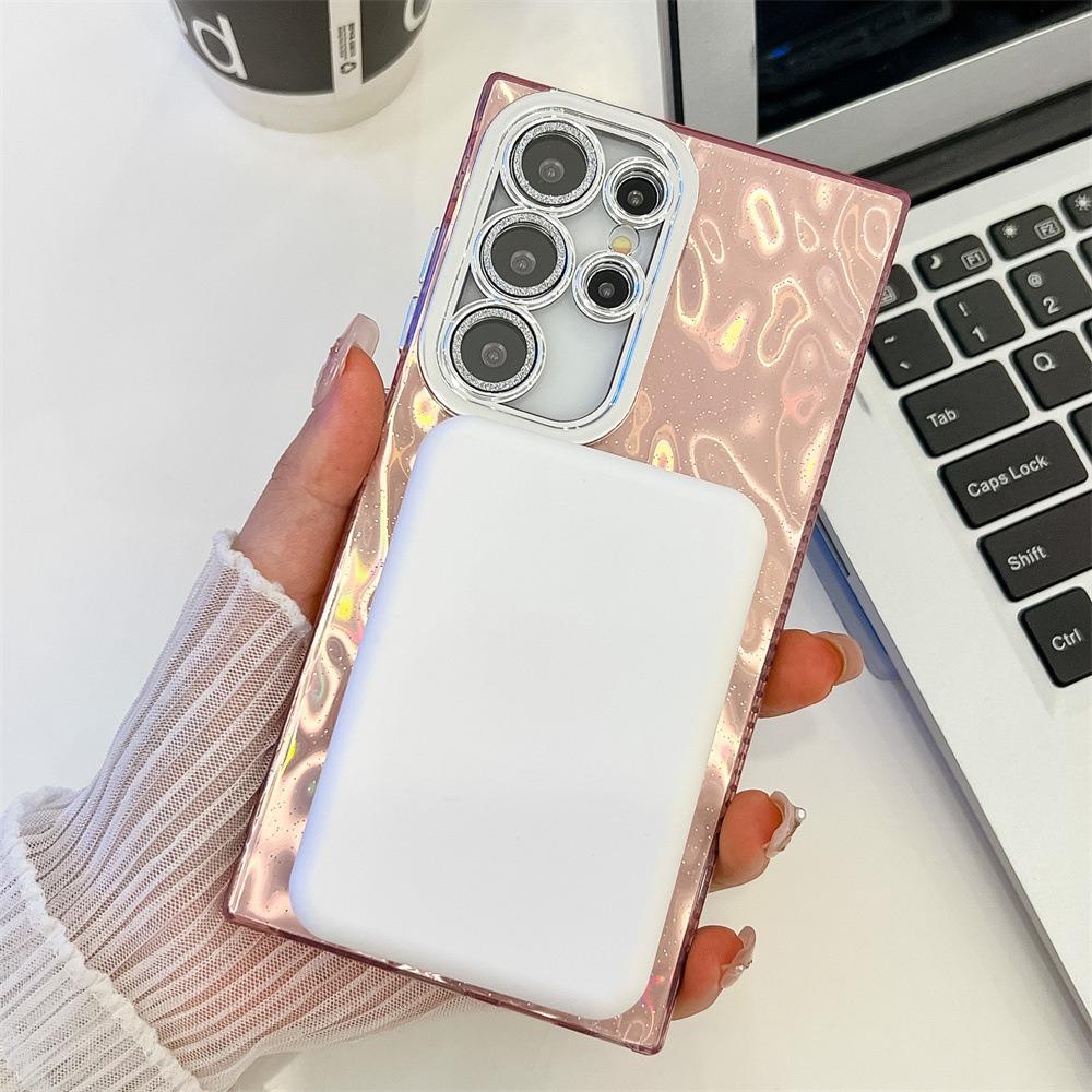 For Samsung S25 S24 S23 A16 A15 A25 A35 A36 A54 A55 A56 Phone Case, Electroplating Magnetic Laser Flow Silk Pattern Acrylic Slim With Glitter Len Protector, Protection Non-Yellowing Hard Cover