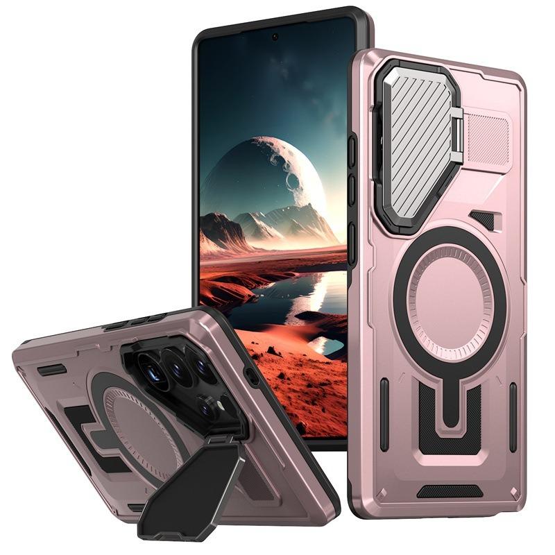 Anti-Dust Anti-Fall Heavy Duty Protection Shockproof Magnetic Phone Case With Camera Kickstand for Samsung S25Ultra S24 S23FE S23 A06 A05 A16 A15 A25 A35 A55 Bumper Matte Hard Cover