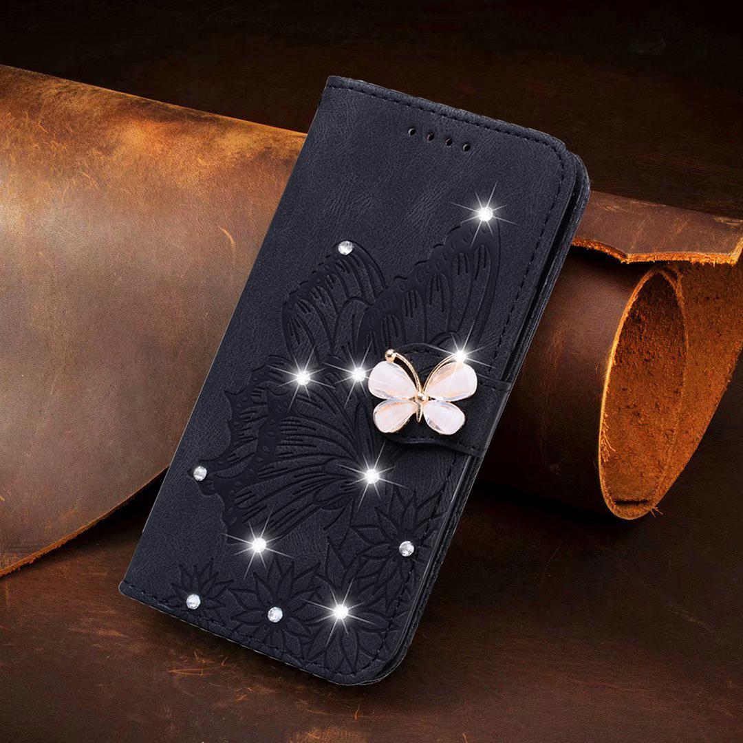 Leather Wallet Bling Phone Case For Samsung Galaxy S24 S23 S22 S21 Note20 Ultra FE Plus Stand Cute Cover