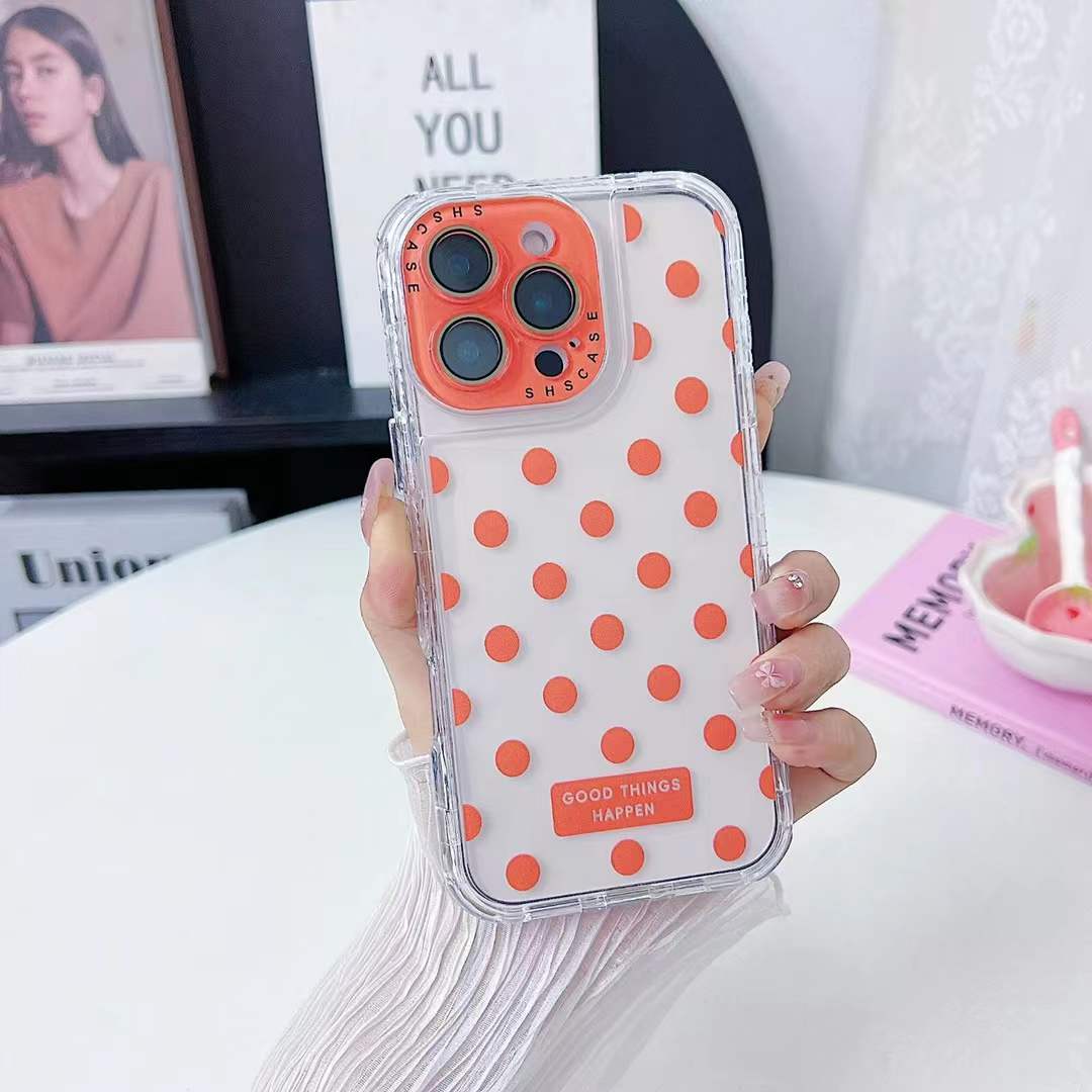 For iPhone 16ProMax 16 15 14 13 Phone Case, Colorful 3 in 1 Transparent Luxury Wave Point Acrylic Anti Fall, With Camera Protector Shockproof Clear Hard Full Cover