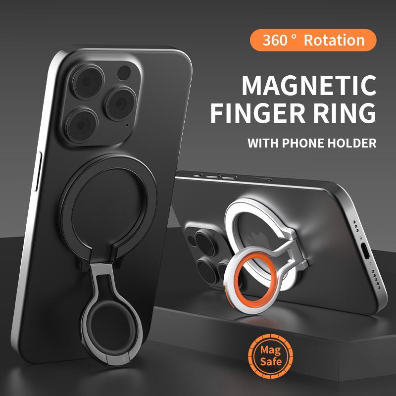360 Degree Rotation Magnetic Finger Ring Phone Holder Classy Multi-angle Damping Fold Soft Silicone Ring Vertical / Horizontal Kickstand, for iPhone 16 15 14 13 12 for Samsung S25 S24 S23