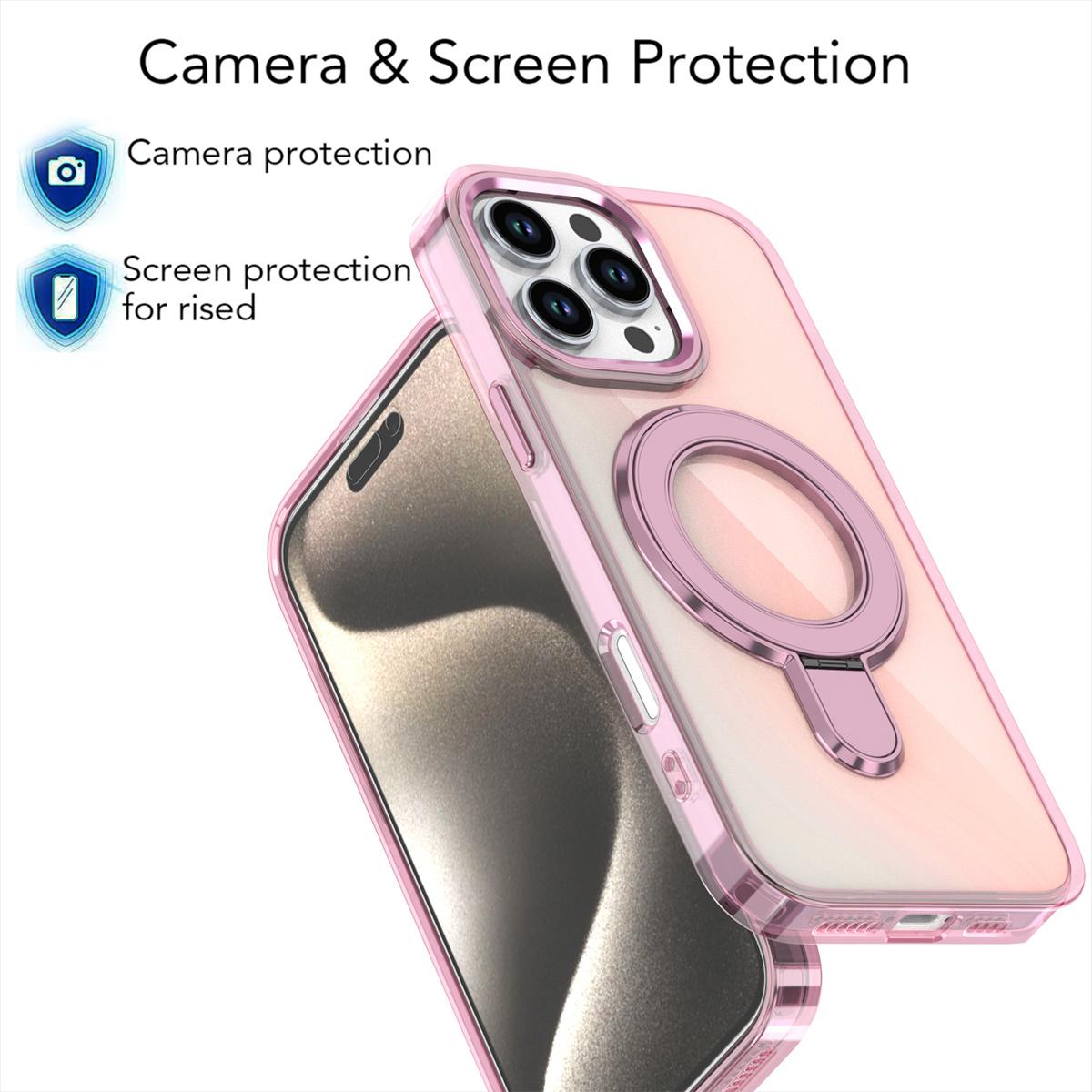 Colorful Laser Magnetic Bracket Large Hole Phone Case For iPhone 16 15 14 13 12 Pro Max MagSafe Sparkling Color Back Cover
