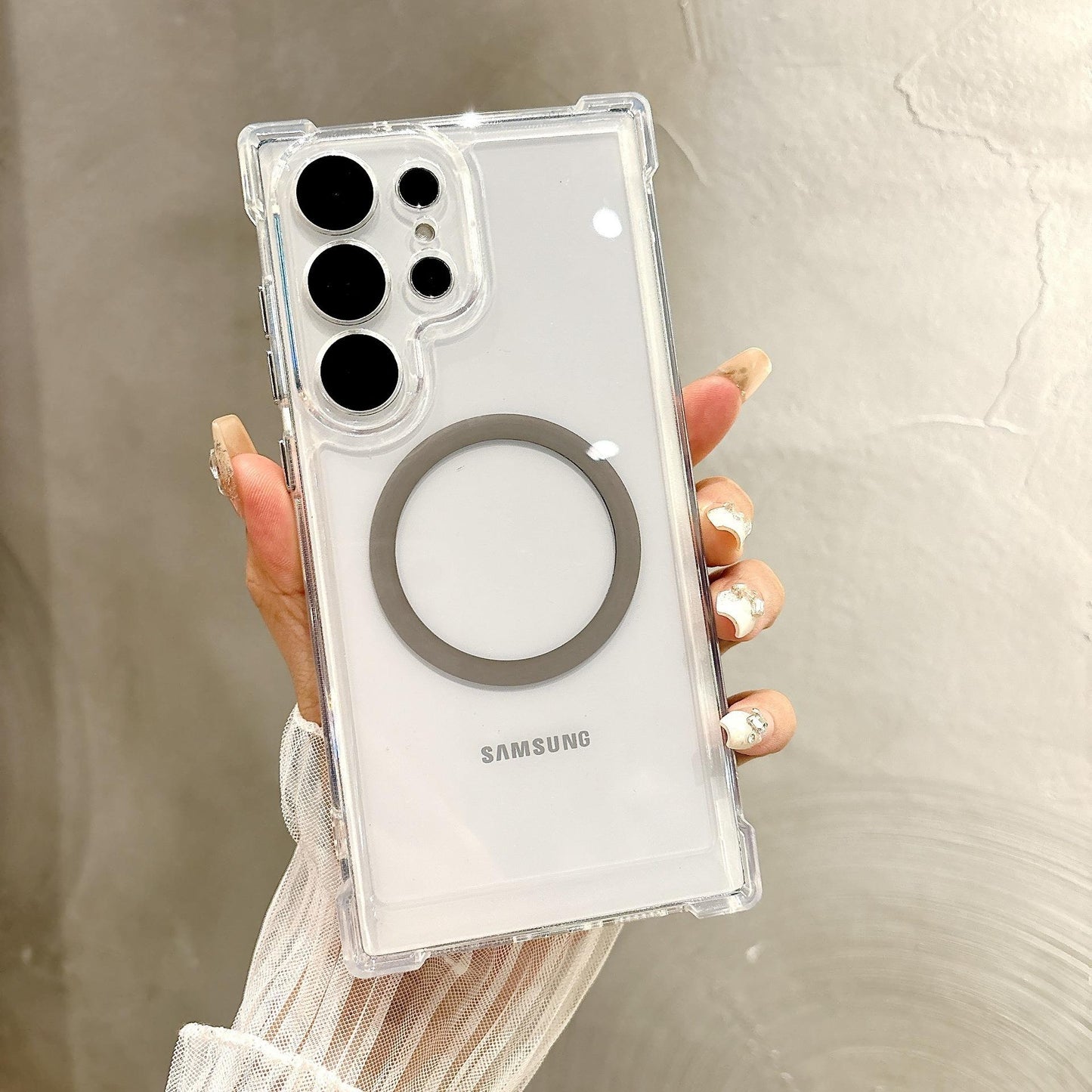 Acrylic Transparent Magnetic High Protection Four Corner Shockproof Phone Case For Samsung S25Ultra S25 S24 S23 S22 S21 Not Yellowing Clear Hard Full Cover
