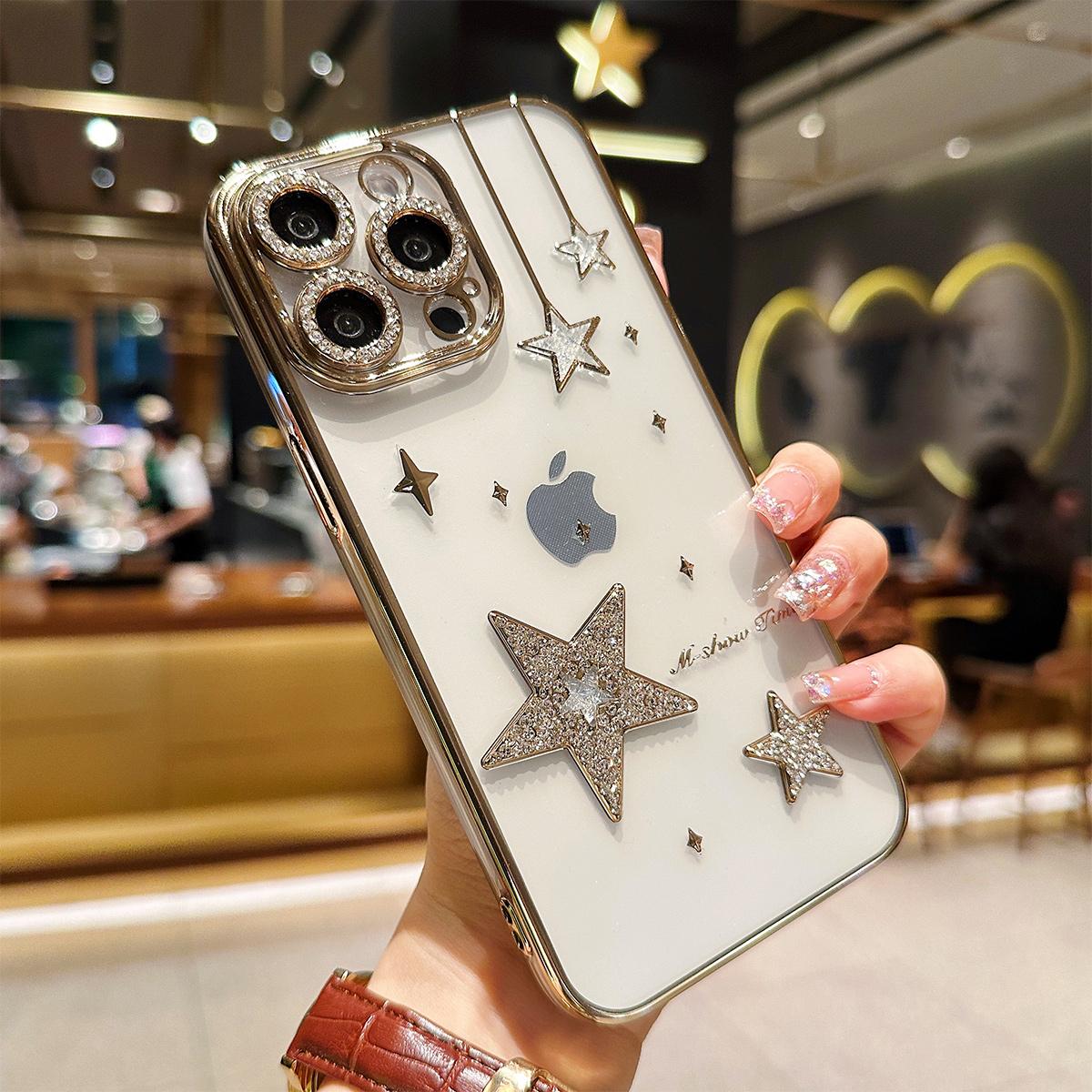 For iPhone 11 12 13 14 15 Pro Max Luxuxy Unique Diamond Star Soft Phone Case Cover
