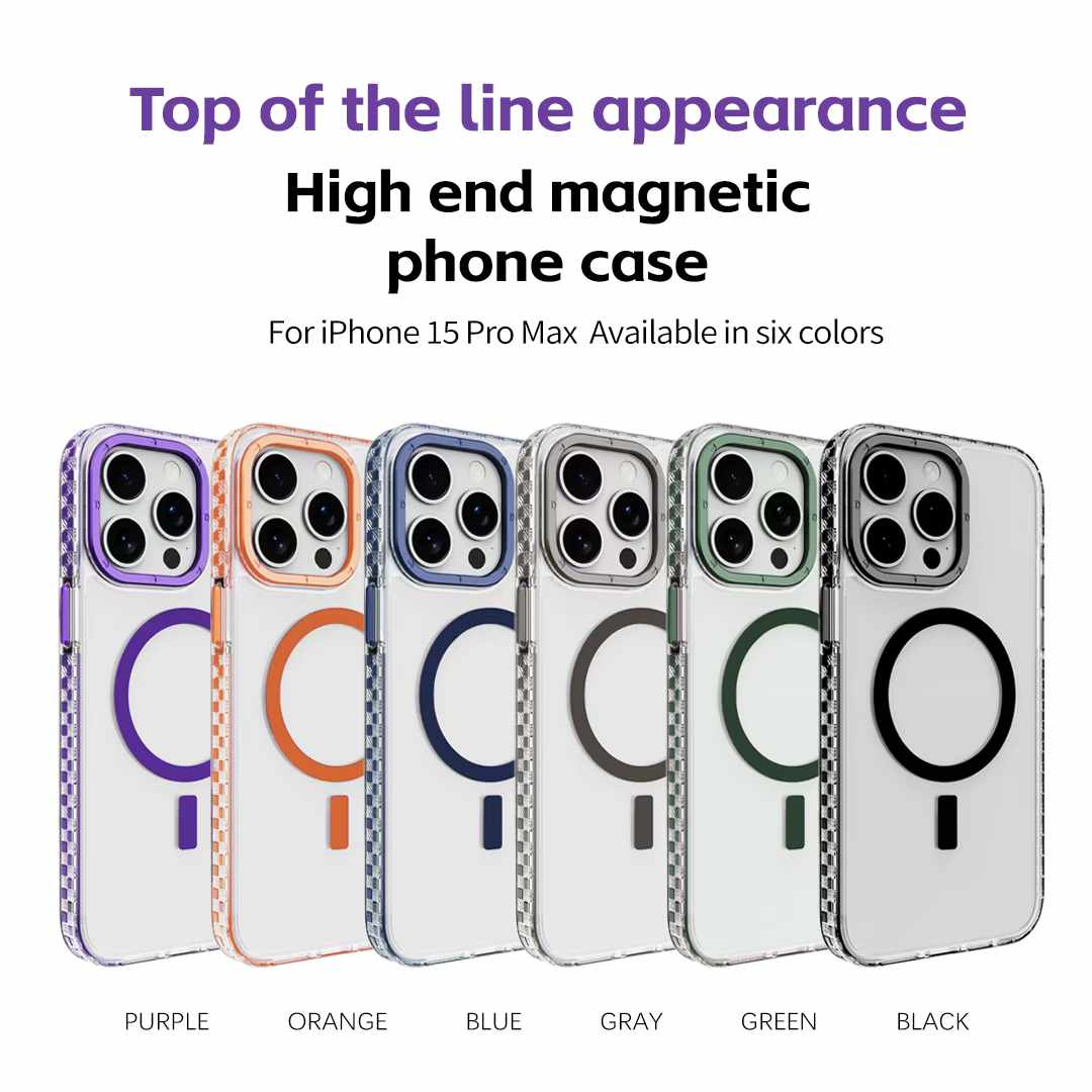 For iPhone 16 15 14 13 12 Pro Max Phone Case, Clear High Definition Two-tone Shockproof Acrylic Metal Frame for Magsafe Support Wireless Charging Anti-Fall Shockproof Full Cover