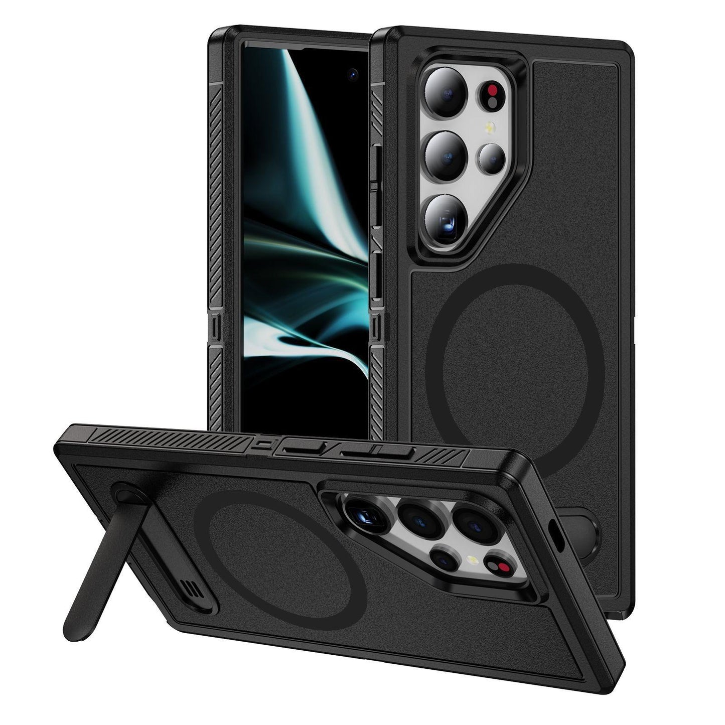Anti-Dust Anti-Fall Heavy Duty Protection Shockproof Strong Magnetic Phone Case With Kickstand for Samsung S25Ultra S24 S23FE S23 S22 Bumper Matte Hard Full Cover