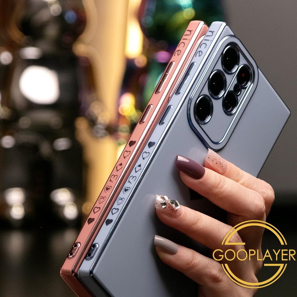 Luxury Love Heart Side Pattern Plating Basic Phone Case For Samsung S25Ultra S25 S24Ultra S24FE S24 S23 S22 S21Ultra FE Plus Ultra A55 A35 A25 A16 A15