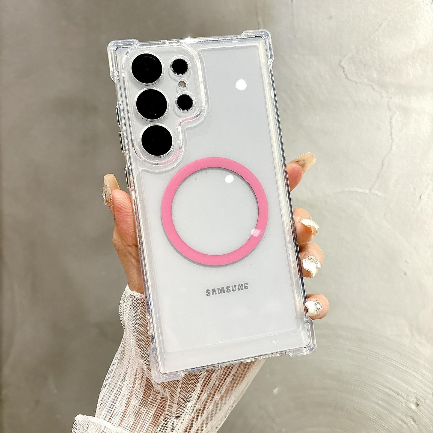 Acrylic Transparent Magnetic High Protection Four Corner Shockproof Phone Case For Samsung S25Ultra S25 S24 S23 S22 S21 Not Yellowing Clear Hard Full Cover