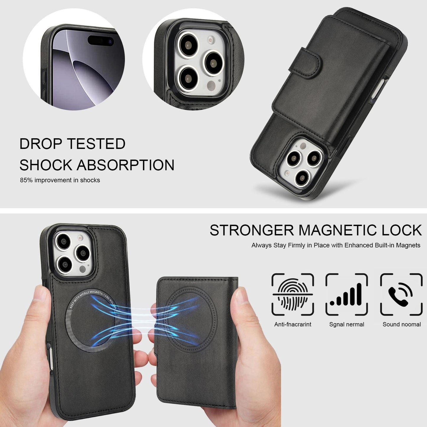 Business Wallet Solt Phone Case For iPhone 16 15 14 13 12 Plus Pro Max Wallet Card Holder Shockproof Slim Flip Cover