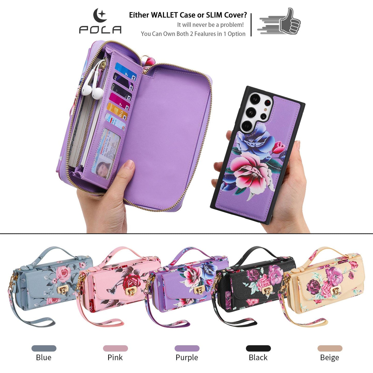 Flower Leather Magnetic Wallet Upgrade Hand Strap Phone Case For Samsung Galaxy S23 Ultra S22 Plus Note 20 Ultra Multifunction Zipper Business Split Cover POLA 001
