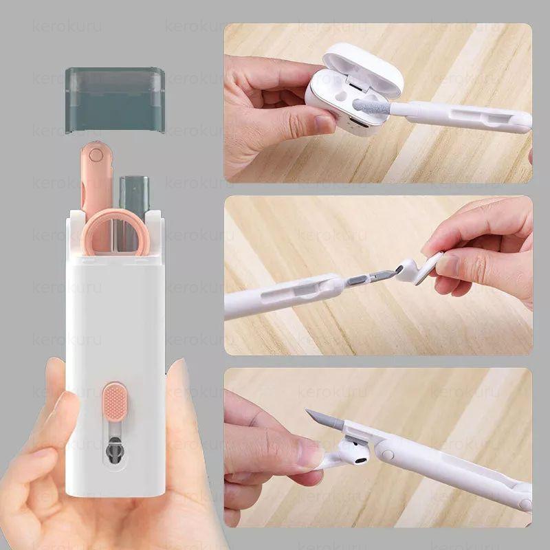 7-in-1 Cleaning Kit Computer Keyboard Cleaner Brush Earphones Cleaning Pen For AirPods iPhone Cleaning Tools Keycap Puller Set