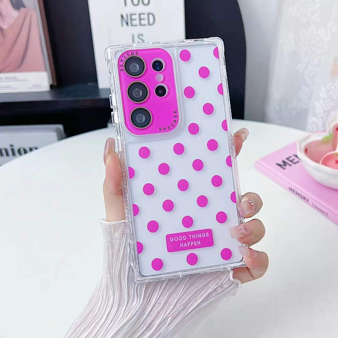 For Samsung S25Ultra S24Ultra S23Ultra Phone Case, Colorful 3 in 1 Transparent Luxury Wave Point Acrylic Anti Fall, With Camera Protector Shockproof Clear Hard Full Cover