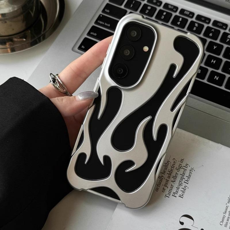 Heat Dissipation Four Corner Shockproof Plating/Matte Fire Pattern Hollow Out Cooling Phone Case For Samsung S25Ultra S24 S23 S22 A14 A15 A16 A06 A54 A55 Soft Full Cover