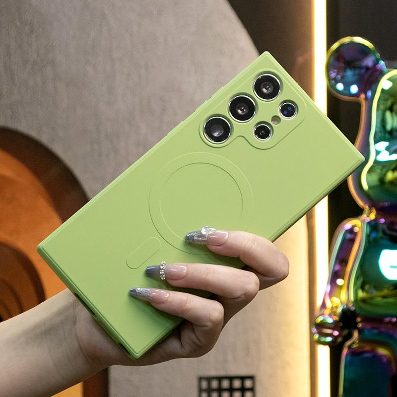 Strong Magnetic Phone Case For Samsung S25Ultra S25 S24 S24FE S22 S23 Ultra A15 A35 A55, Soft Liquid Silicone Shockproof Full Cover With Microfiber Lining