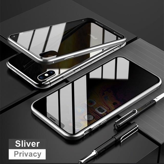 Anti Peeping Magnetic Double Sided Full Cover Privacy Metal Bumper Glass Case for IPhone 16ProMax 16 15 14 13 Pro Max 12 11 X XS Max XR  Antispy Cover