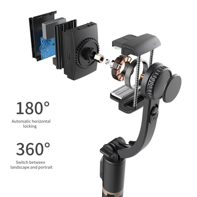 Stabilisateur vidéo mobile Perche à selfie Bluetooth Trépied Stabilisateur à cardan pour smartphone Support de prise de vue verticale en direct