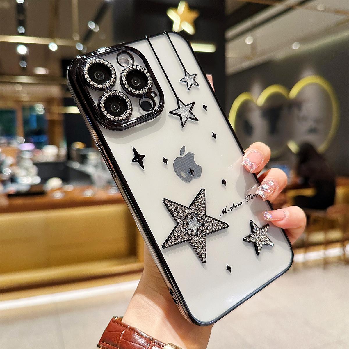 For iPhone 11 12 13 14 15 Pro Max Luxuxy Unique Diamond Star Soft Phone Case Cover