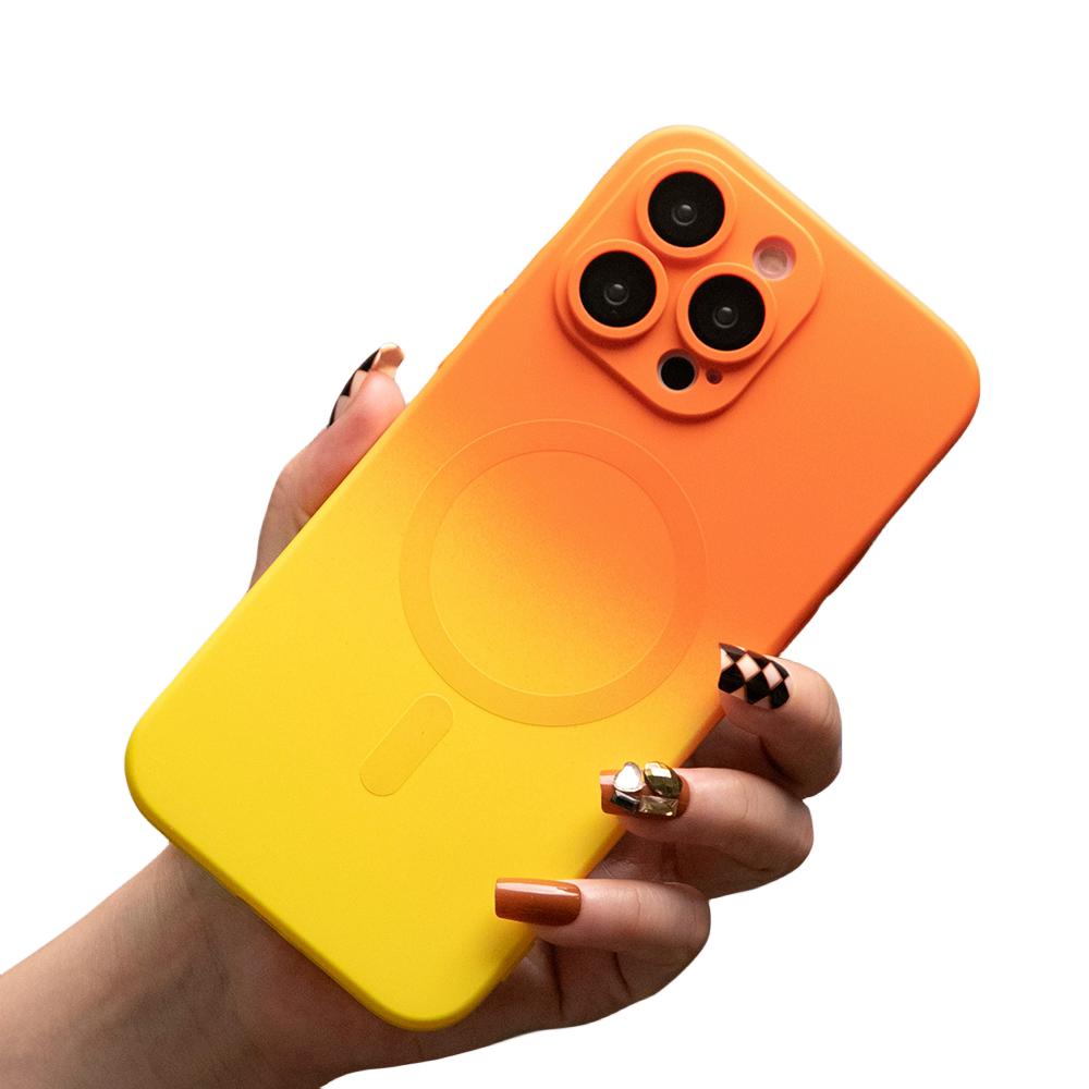 For iPhone 16 15 14 13 12 Pro Max Phone Case, Gradient Magnetic Soft Metallic Glossy Slim, Matte Full Camera Cover Protection Support Wireless Charging