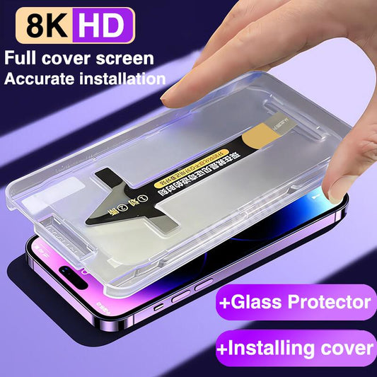 8K High End Privacy Install Tool Tempered Glass For iPhone 16ProMax 16 15 14 13 12 11 Pro Max XS MAX X XR High Definition Screen Protector With Alignment Mounting Cover