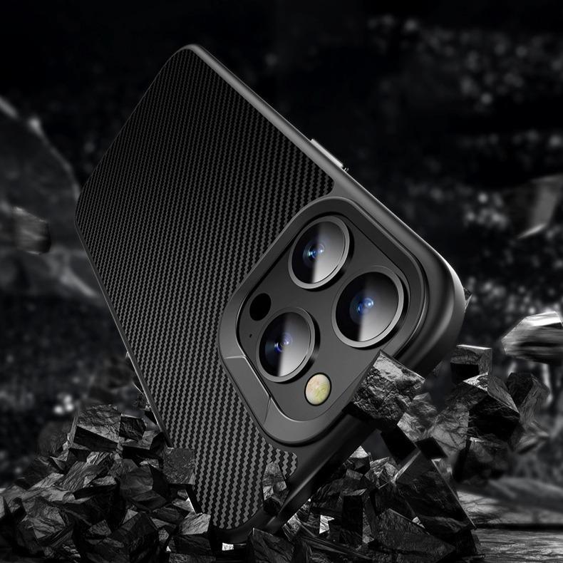 Carbon Fiber Pattern Slim PC Business Men Strong Magnetic Phone Case For iPhone 16ProMax 15 14 13 12 Skin Feel Bumper Shockproof Hard Full Cover