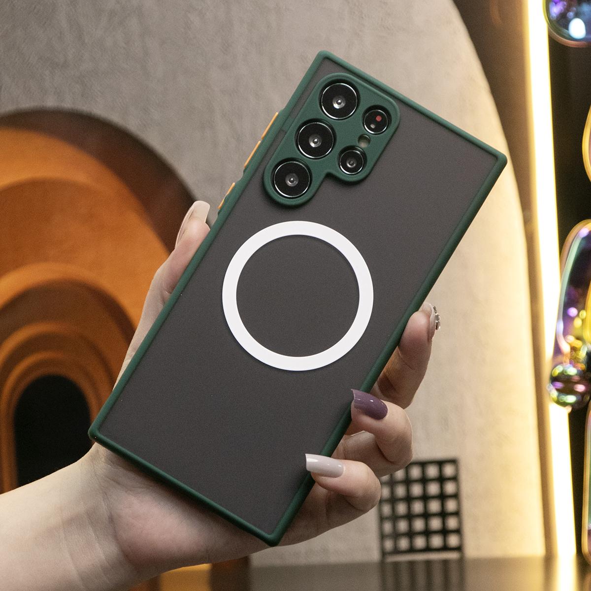 Luxury Matte Clear Support Magnetic Acrylic Hard Anti-Fall Phone Case For Samsung S25 S24 S23 S22 S21 Note20 A16 A15 A25 A35 A55