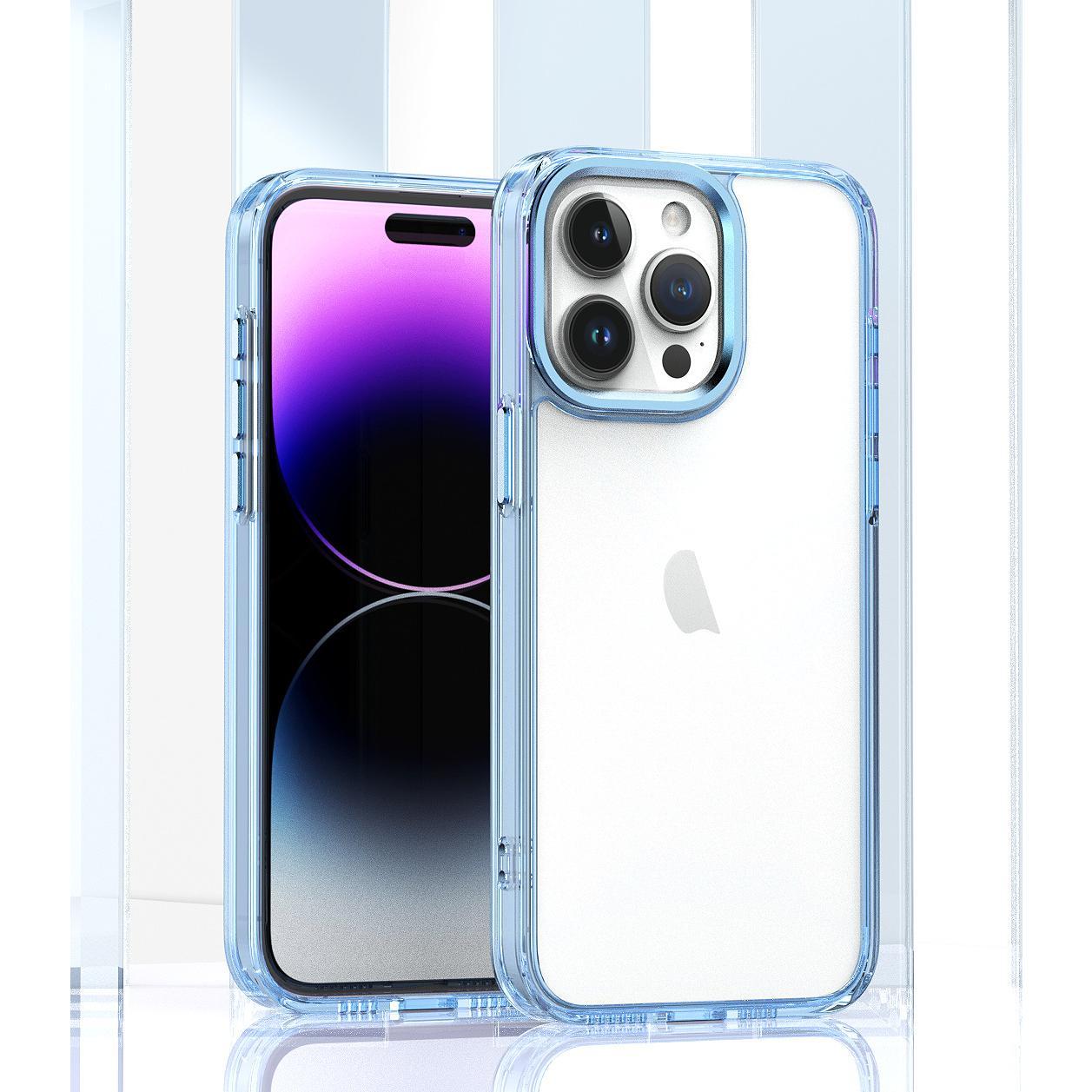 Acrylic Metal Camera Frame Transparent Phone Case for iPhone 16 15 14 13 12 11 Clear Cover