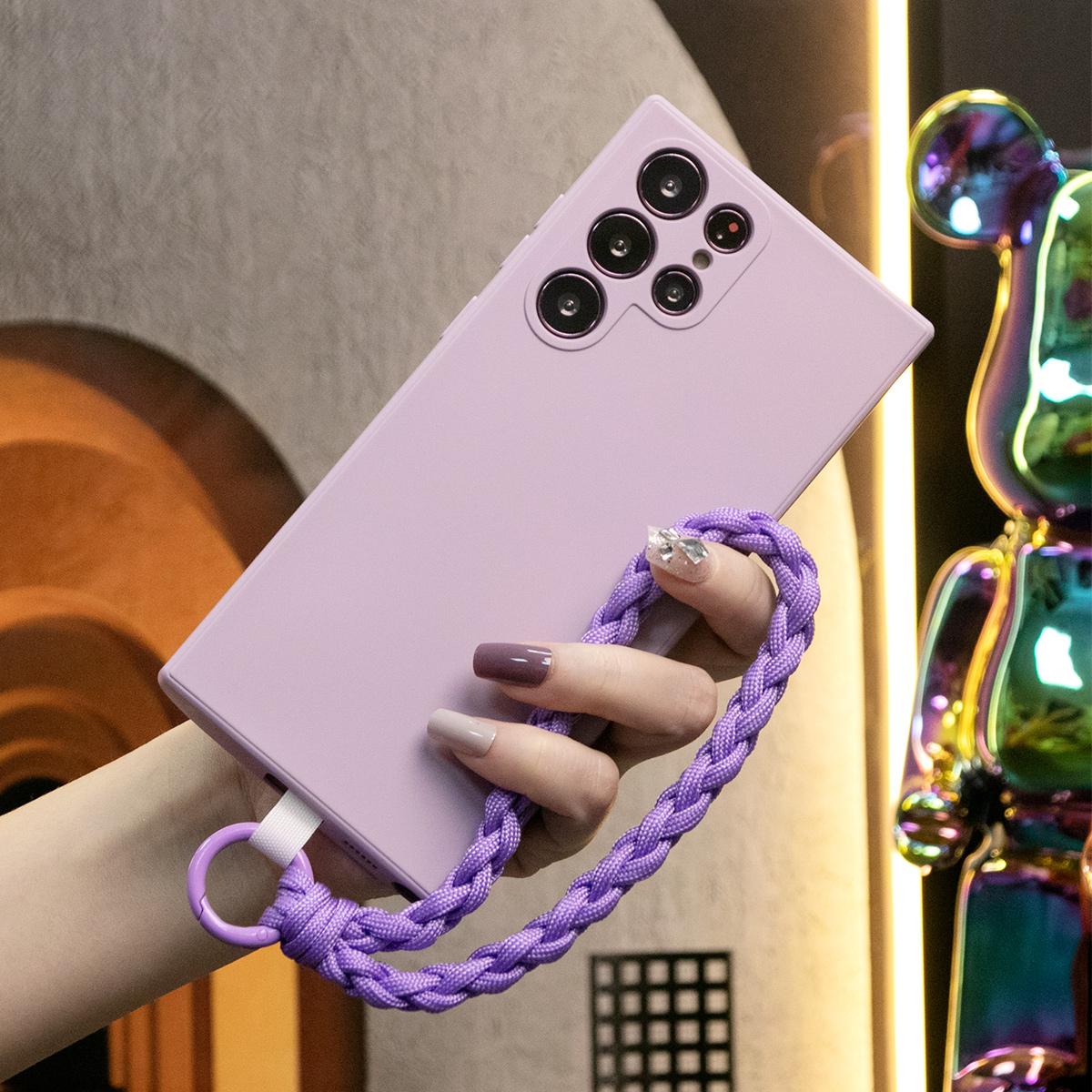 Silicone Matte Phone Case with Braided Rope Bracelet for Samsung A14 A15 A16 A24 A25 A35 A36 A53 A54 A55 Note20