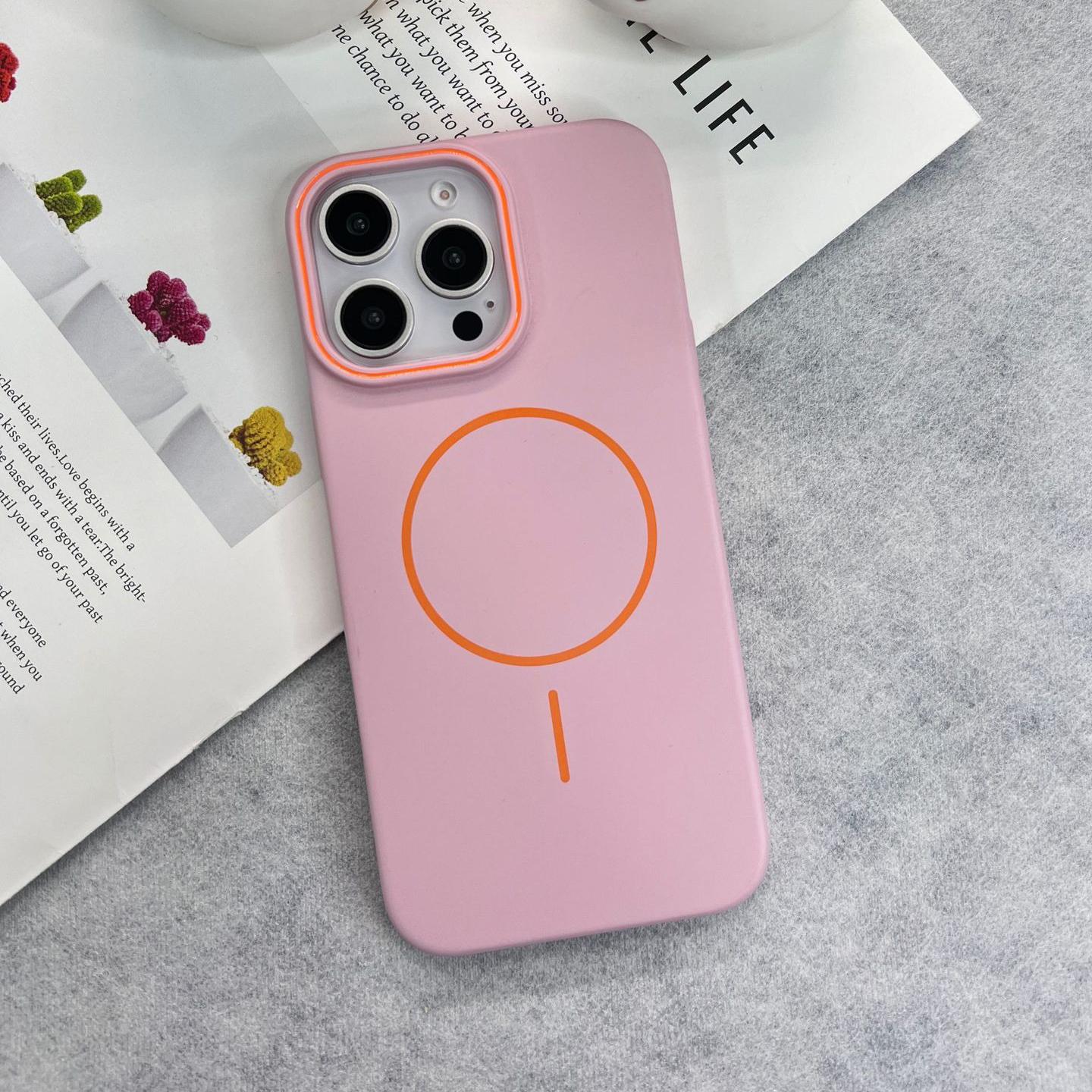 Matte Magnetic Two-tone Slim PC Phone Case For iPhone 16ProMax 15 14 13 Skin Feel Bumper Shockproof Hard Full Cover