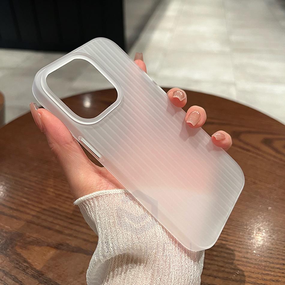 Corrugated Patter Matte Glacier Clear Case For iPhone 16 15 Plus 14 13 Pro Max 15pro 3D Creative Wave Transparent Hard PC Back Cover