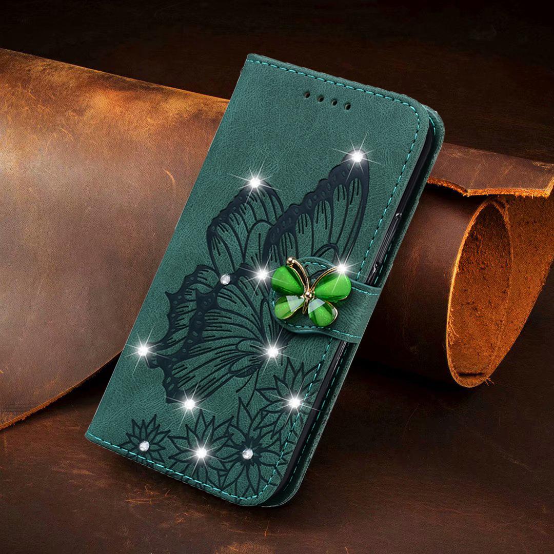 Leather Wallet Bling Phone Case For Samsung Galaxy S24 S23 S22 S21 Note20 Ultra FE Plus Stand Cute Cover
