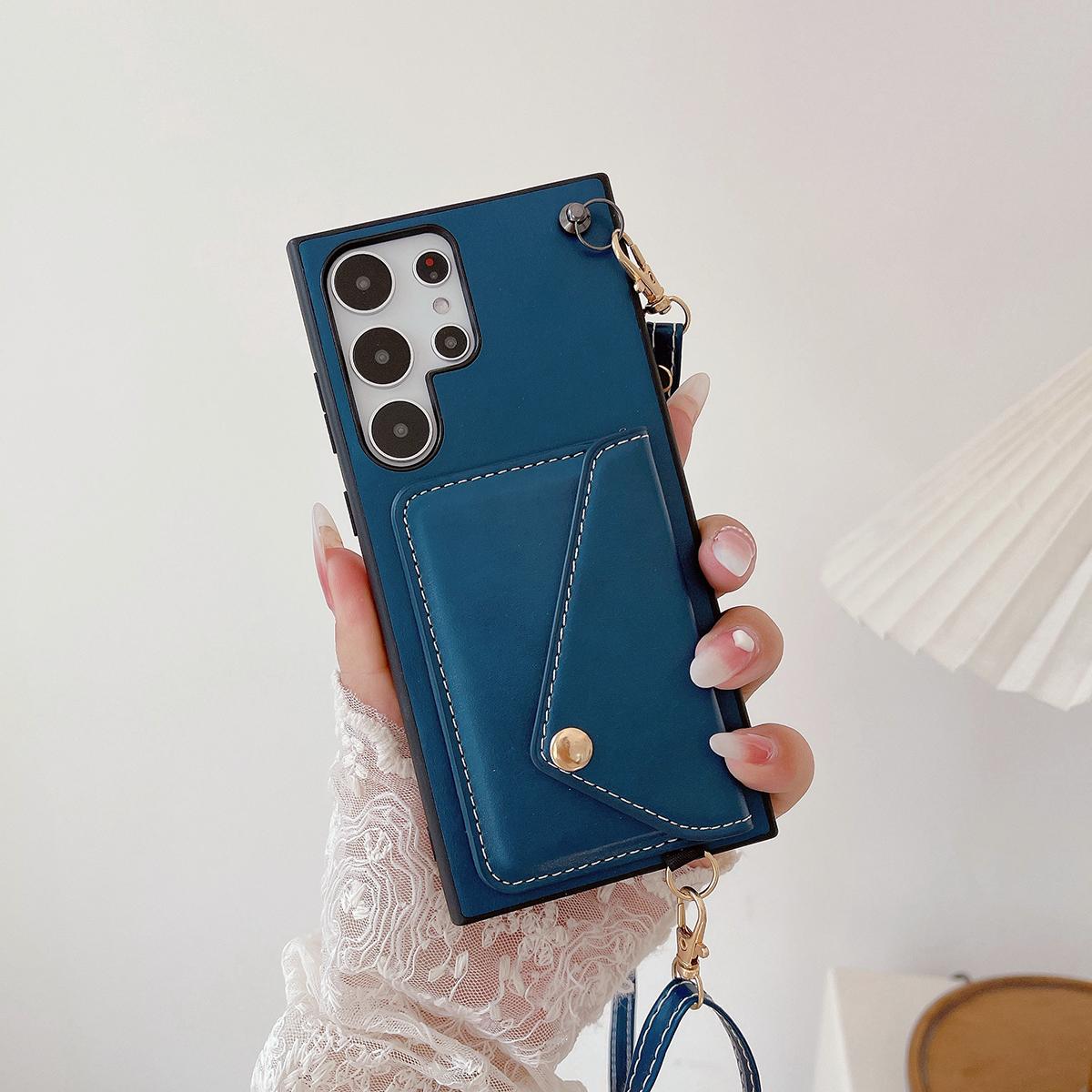 Crossbody Wallet Case for Samsung S24 S23 S22 S21 Ultra Plus Card Holder Lanyard Handbag Luxury Leather Card Slot Cover Handbag