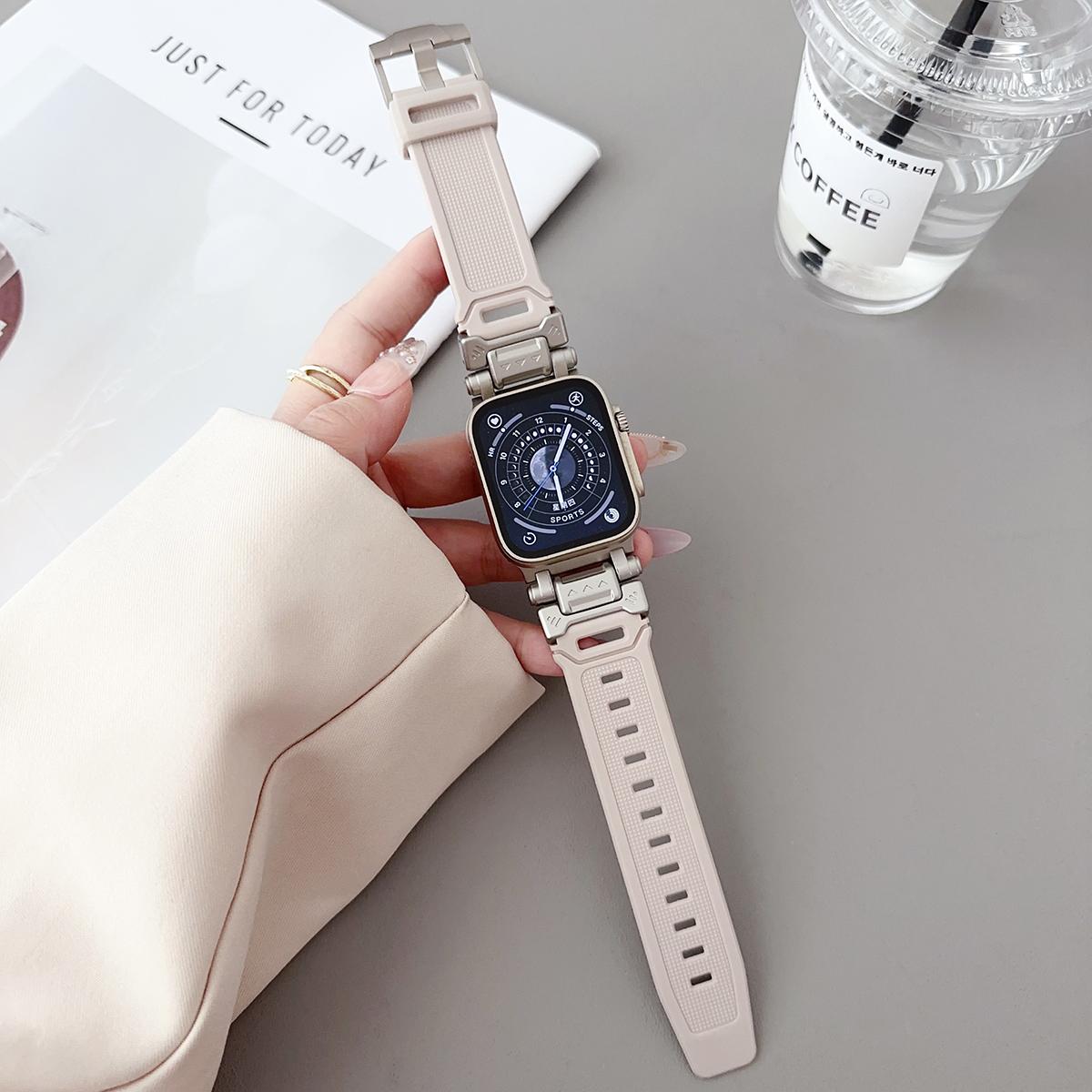 Rubber Strap For Apple Watch Band Ultra 2 1 49mm 45mm 44mm 42mm Soft Sport Band For iWatch Series 9 8 7 6 5 Bracelet Accessories