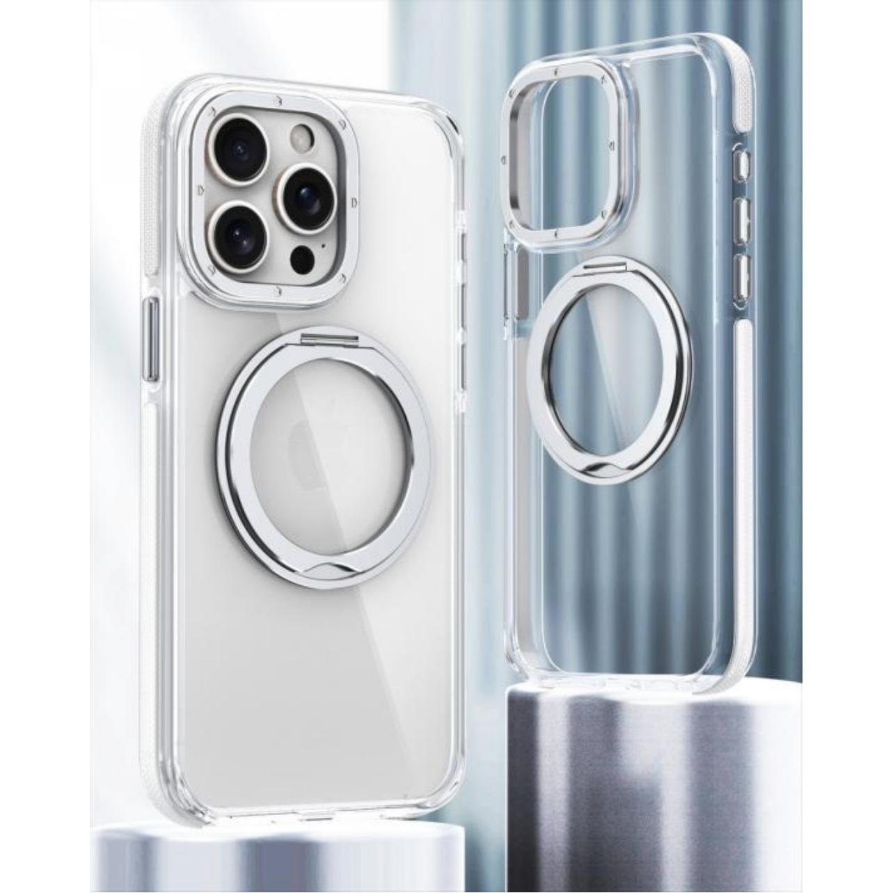 Dual Color Magnetic For Magsafe Wireless Charging Case With 360 Rotating Stand For iPhone 16 15 14 13 12 Pro Max Plus Clear Hard Cover