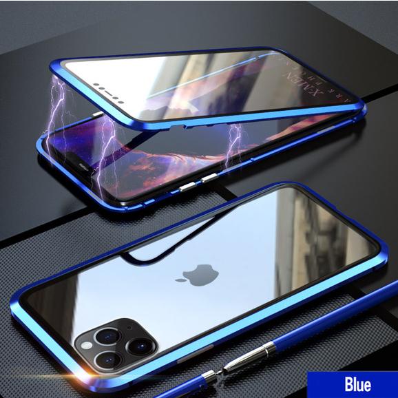 Double Sided Full Cover 360 Magnetic High Definition Adsorption Metal Case For iPhone 16 15 14 13 12 11 Pro Max Glass Cover