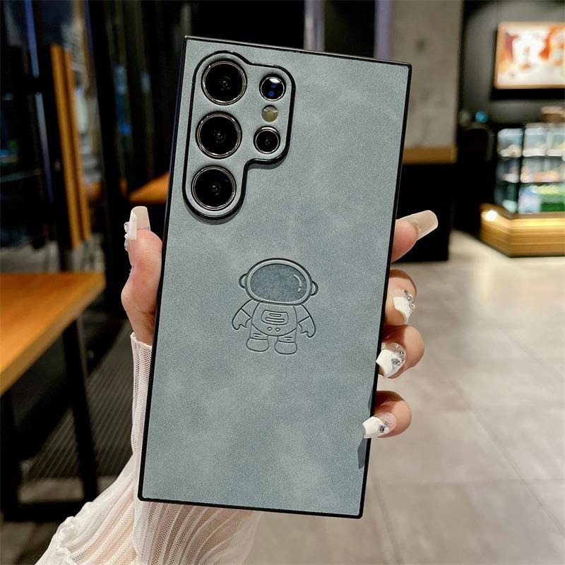 For Samsung S25Ultra S25Edge S24 S23 S22 S21 Note20 A16 A26 A36 A55 A56 Case, Astronaut Pattern Matte Suede Leather Shockproof Hard Phone Case