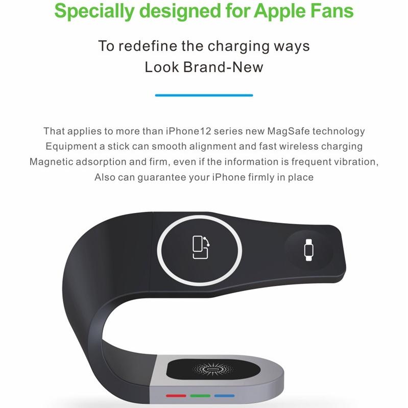 4 in1 Fast Wireless Charger Stand Station for iPhone 16 15 14 13 iWatch Airpods Magnetic Foldable Charging Dock With LED Night Lamp Y35