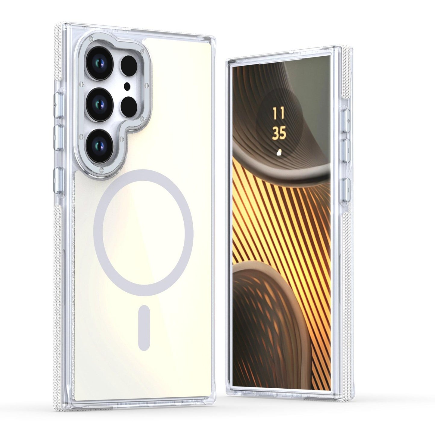 Laser Gradient Chameleon Strong Magnetic Wireless Charging Phone Case For Samsung S25Ultra S25 S24 S23 S22 S21FE A06 A15 A16 A25 A35 A36 A53 A54 A55 Metal Frame Acrylic Shockproof Hard Cover