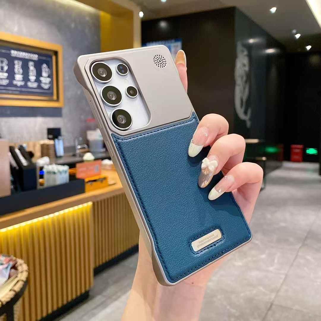 Leather Aromatherapy Frameless Heat Dissipation Aluminium Alloy Strong Magnetic Len Protection Phone Case For Samsung S25Ultra S24Ultra S23Ultra S22Ultra, Shockproof Hard Full Cover