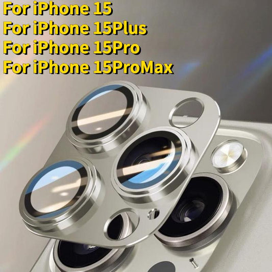 For iPhone 15 Pro Max 15Plus 15Pro Metal Ring Camera Lens Protectors Glass Camera Armor Lens Film Cover