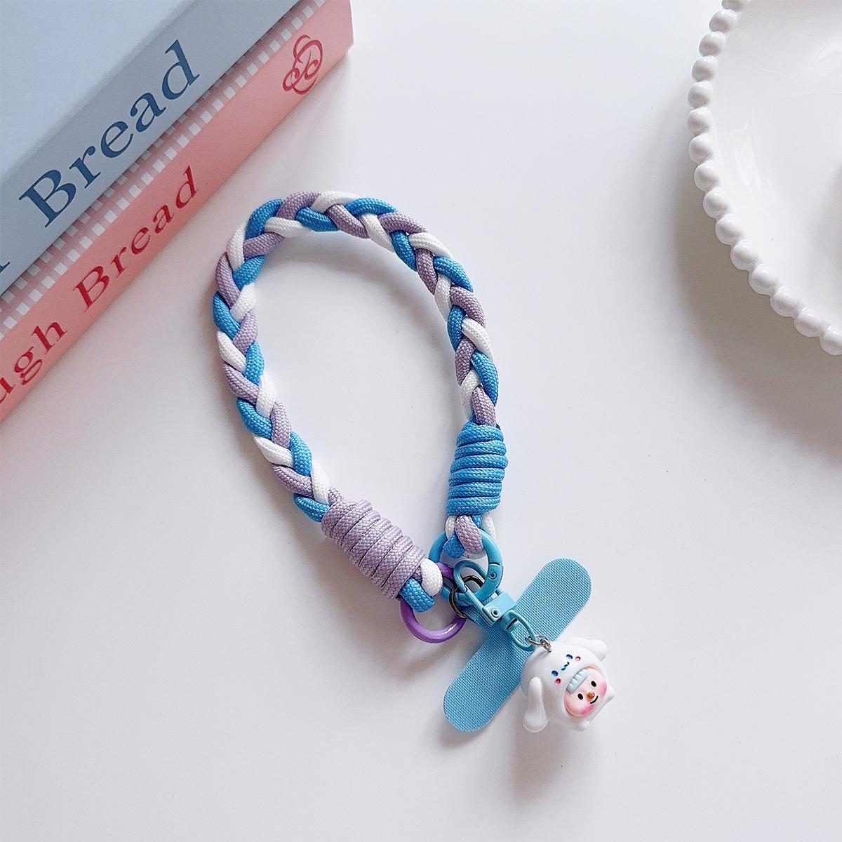 3-Strand Braided Rope Keychain Wrist Rope with Pendant Phone Case Anti-lost Rope Strap Key Ring Tactical Survival Tool Backpack Buckle