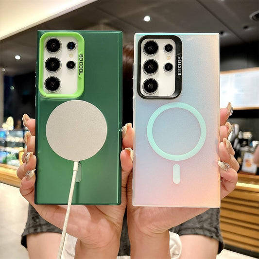 For Samsung S25Ultra S25 S24 S23 S22 S21 Note20 Phone Case, Luxury Magnetic Laser Gradient Color Acrylic Slim, Full Camera Protection Support Wireless Charging Non-Yellowing Hard Cover