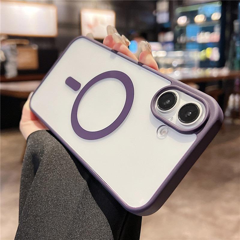 Für iPhone 16 15 14 13 Pro Max-Telefonhülle, matt transparente hochauflösende magnetische kabellose Aufladung stoßfeste PC-Acryl-Harttelefonabdeckung