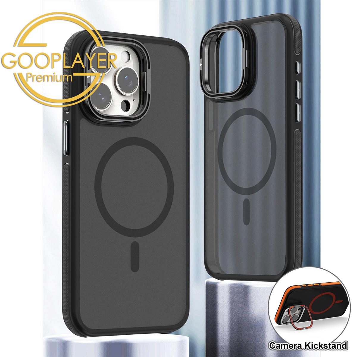 For iPhone 16 15 14 13 12 Pro Max Phone Case, Premium Matte Strong Magnetic Metal Camera Kickstand Acrylic Shockproof for Magsafe Anti-Fall Bumper Hard Full Cover
