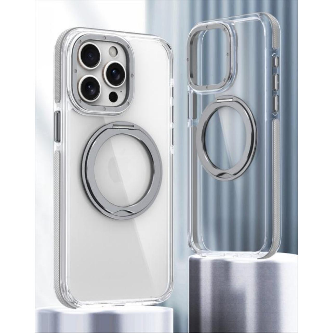 Dual Color Magnetic For Magsafe Wireless Charging Case With 360 Rotating Stand For iPhone 16 15 14 13 12 Pro Max Plus Clear Hard Cover