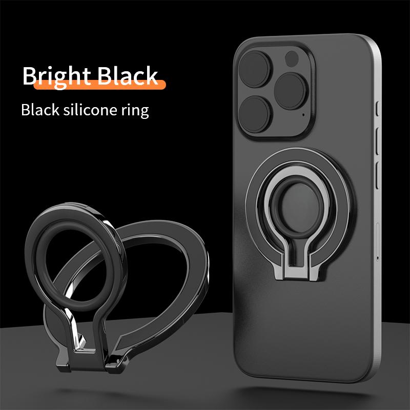 360 Degree Rotation Magnetic Finger Ring Phone Holder Classy Multi-angle Damping Fold Soft Silicone Ring Vertical / Horizontal Kickstand, for iPhone 16 15 14 13 12 for Samsung S25 S24 S23