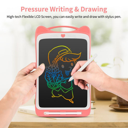 9/12 Inch Colorful Display LCD Writing Tablet Cat Digital Drawing Tablet with Lock key Portable Electronic Handwriting pads Children's Painting Tools Writing Board Kids Educational Learning Pad