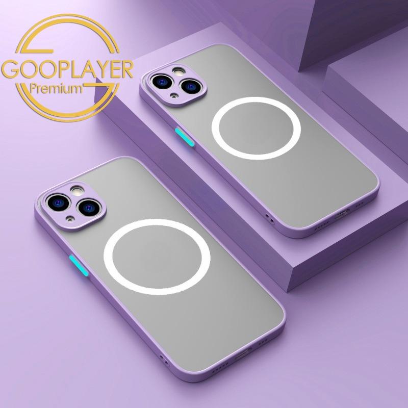 For iPhone 16 15 14 13 Pro Max Phone Case, Matte Luxury Acrylic TPU Magnetic Support Wireless Charging Slim Hard Shockproof Full Cover