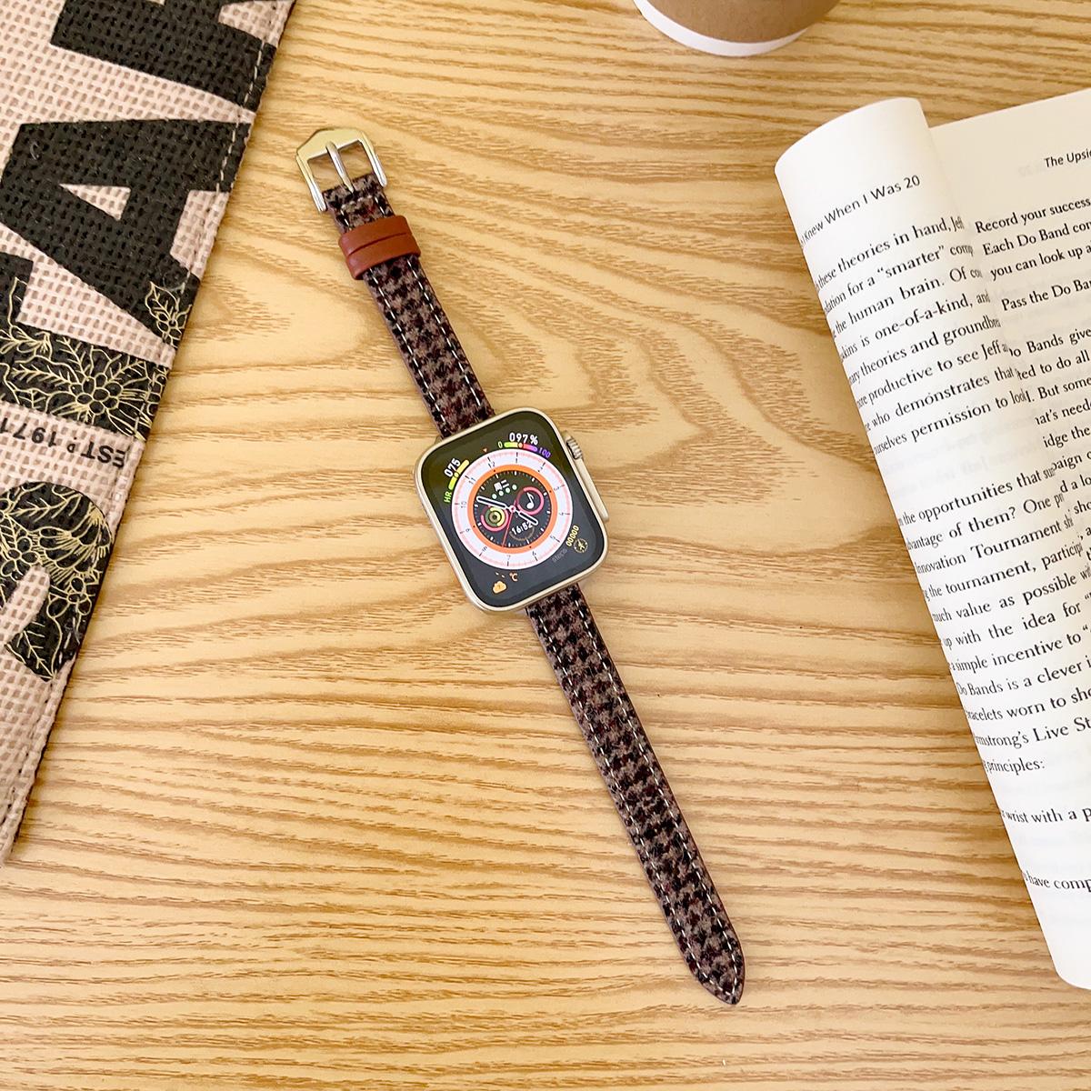 Slim Woolen Wristband for Apple Watch 44mm Band 45 42 38 41 Ultra 49mm Link Bracelet for IWatch Series 9 8 7 6 SE 5 4